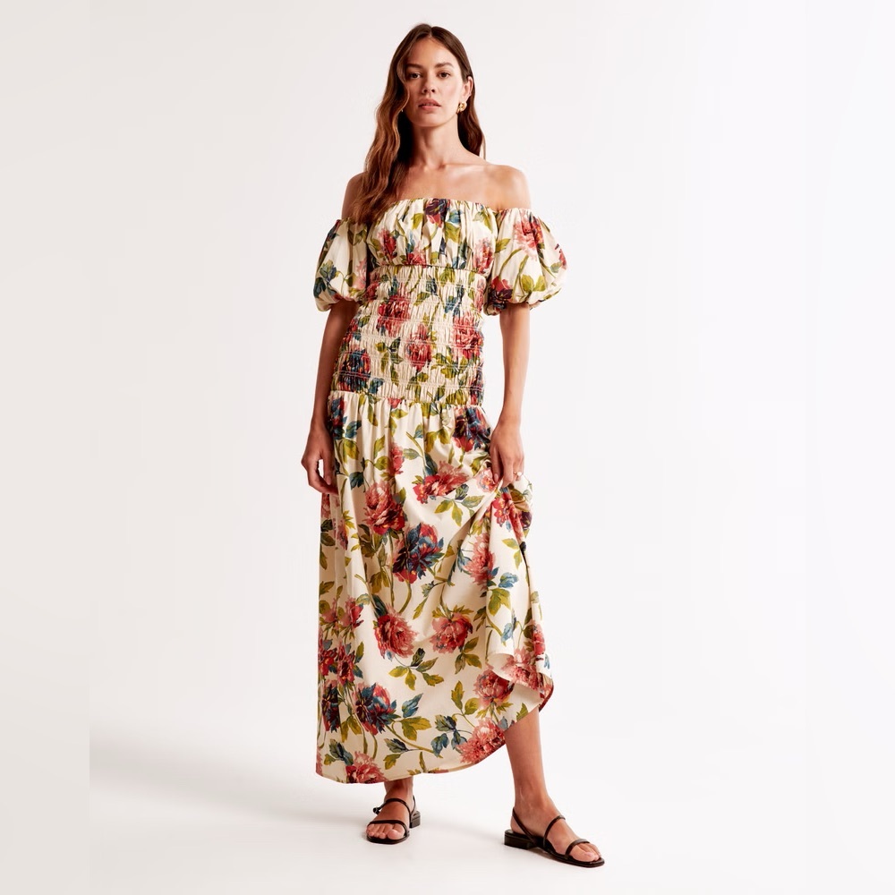 Abercrombie Floral Smocked Drop Waist Dress - M